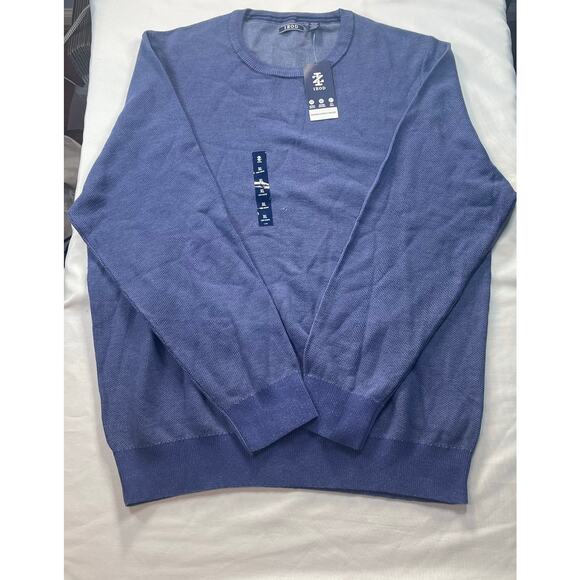 IZOD Mens 12GG Textured Crew Sweater Size XL Skipper Blue NWT - Picture 1 of 8